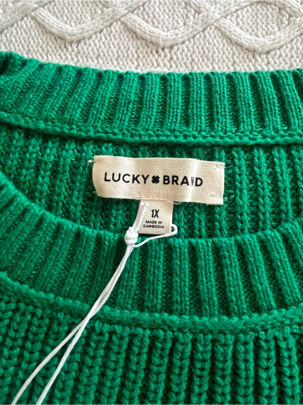 Lucky Brand Green Ribbed Crewneck Sweater Women’s Size 1X - Picture 2 of 13
